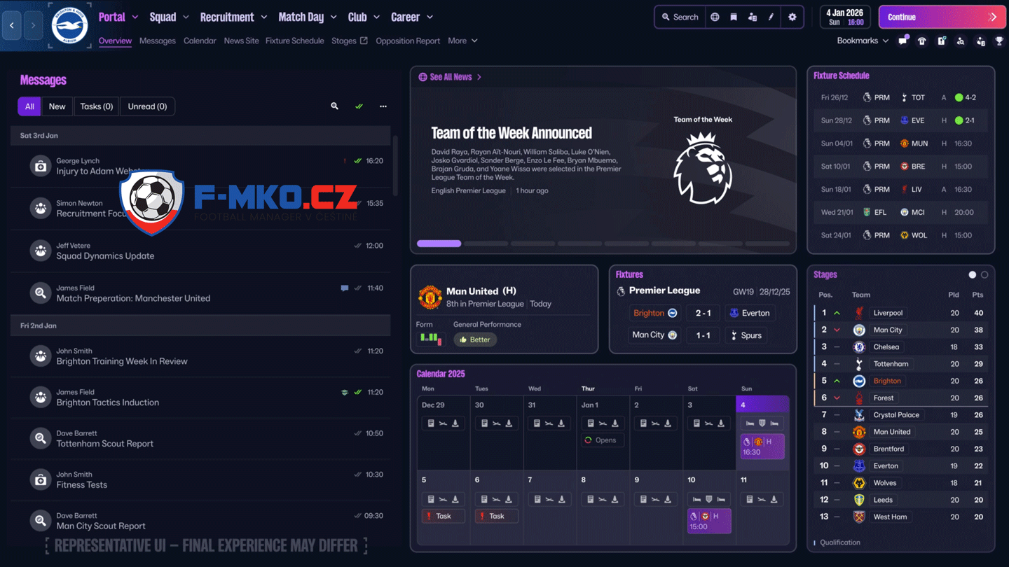 Totální fotbal, totální kontrola: Přepracované uživatelské rozhraní FM26 | F-MKO.CZ