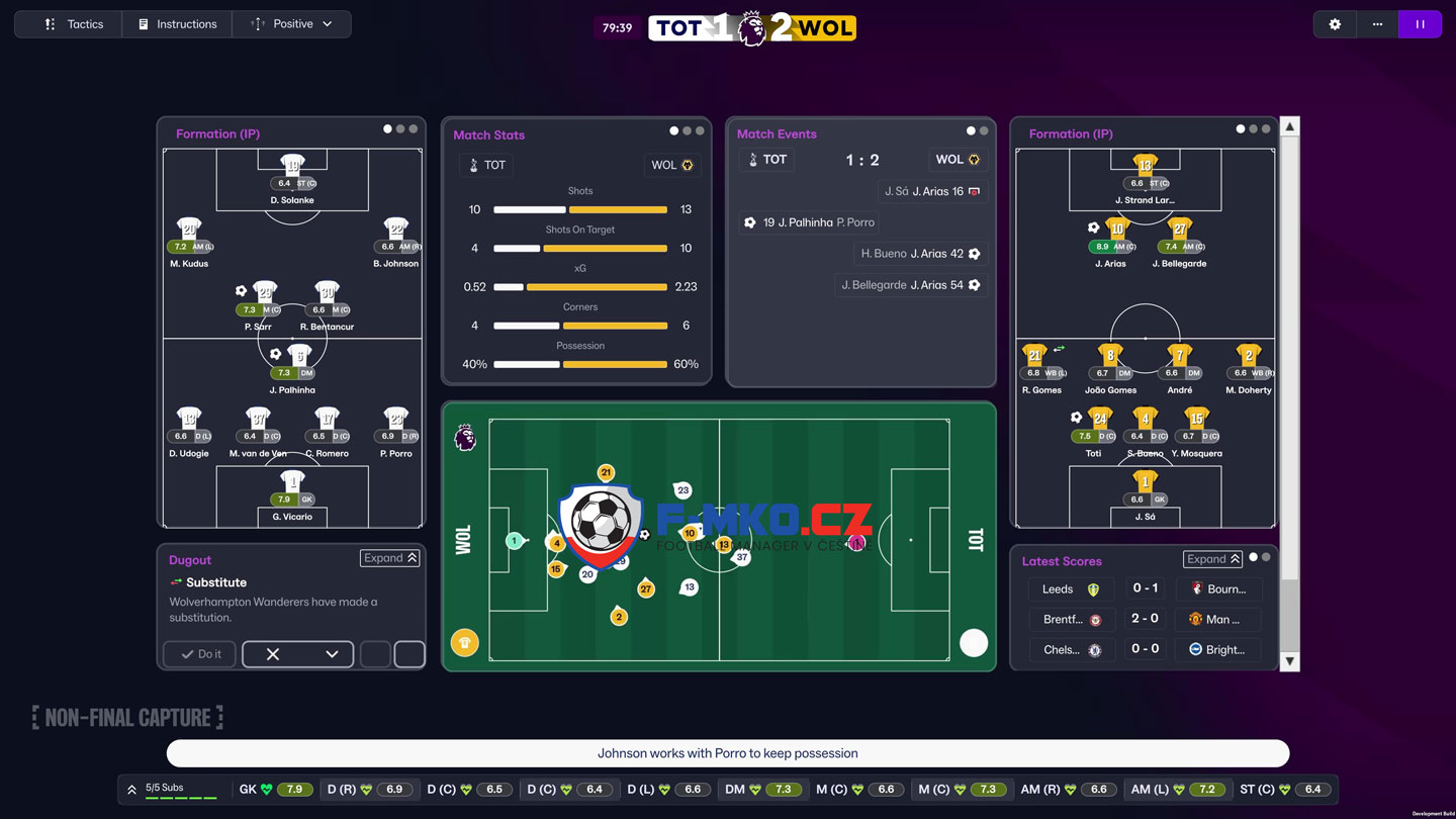 2D pohled ve Football Manageru 2026