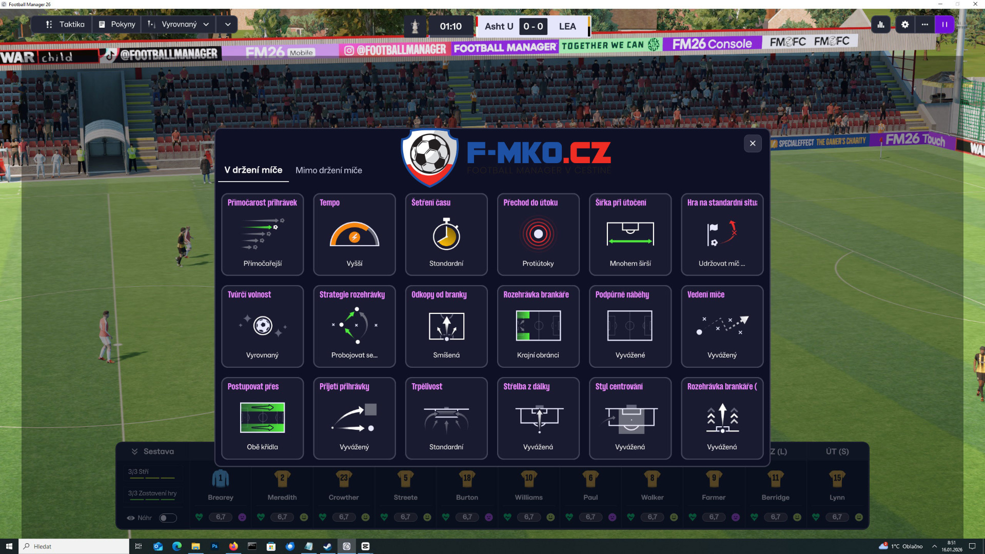 Ukázka BETA verze 1.4 češtiny pro FM26 by FMKO.CZ-16-01-2026-2