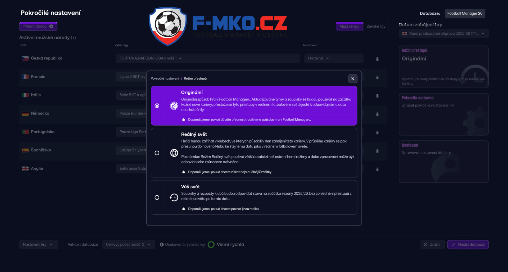 Režim přestupů-Football-Manager-2026-Cz-FMKO-Cz
