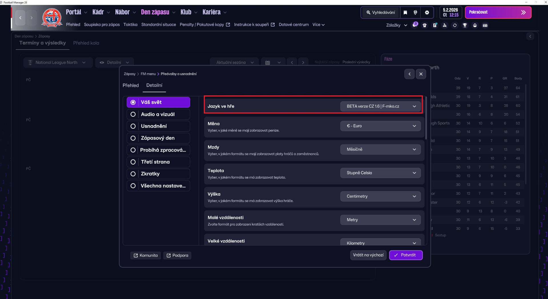 🇨🇿 BETA verze češtiny 1-6 pro Football Manager 2026F-MKO-CZ
