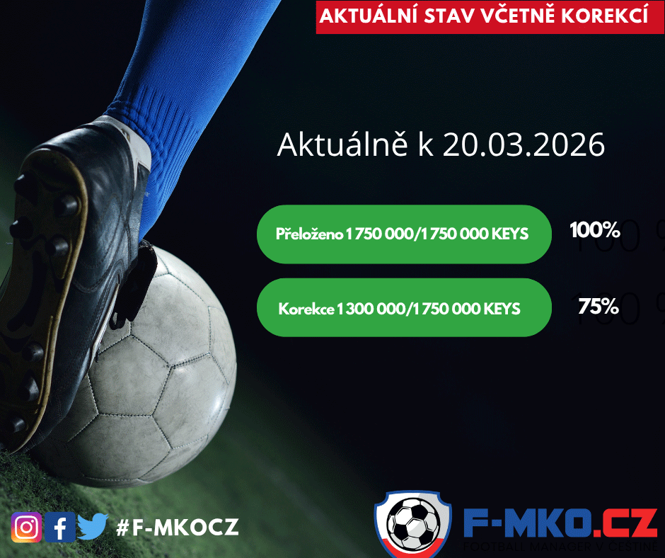 🇨🇿 BETA verze češtiny 1.6 pro Football Manager 2026 je uvolněna-stav-překladu