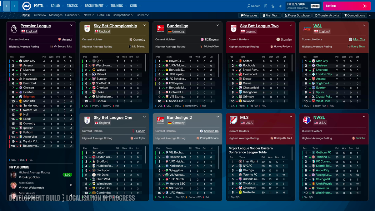 Centrum soutěží Competitions Hub ve Football Manageru 2027